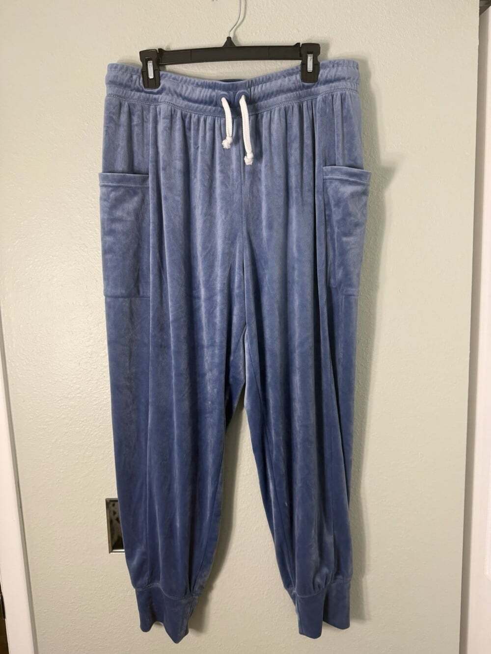 OFFLINE By Aerie Velour Drawstring Joggers - Blue Women’s XL
